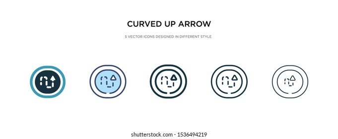 curved up arrow with broken line icon in different style vector illustration. two colored and black curved up arrow with broken line vector icons designed in filled, outline, line and stroke style