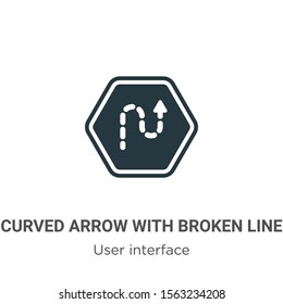 Curved arrow with broken line vector icon on white background. Flat vector curved arrow with broken line icon symbol sign from modern user interface collection for mobile concept and web apps design.