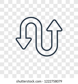 Curved Arrow concept vector linear icon isolated on transparent background, Curved Arrow concept transparency concept in outline style