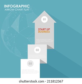 Curved arrow data. step for business in flat design