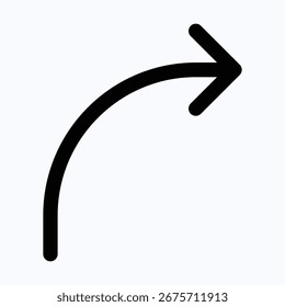 Icono de estilo lineal de Vector aislado de dirección de flecha curva