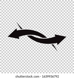 curved arrow up and down icon flat vector on transparent background
