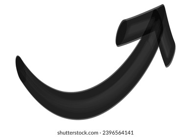 Flecha curvada como si se dibujara con un marcador permanente grueso (negro)