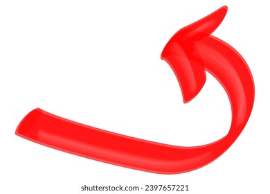 Curved arrow as if drawn with a thick permanent marker (red)