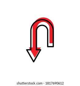Curved arrow flat icon. Design template vector