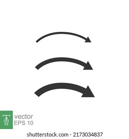 Curved arrow glyph icon. Simple solid style. Set, graphic, growth, round, direction, right, twist concept. Vector illustration isolated. EPS 10