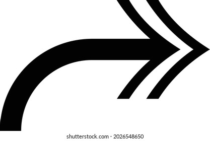 curved with arrow heads far apart.  can be used for anyone, anytime, anywhere, any industry, any field, and any media

