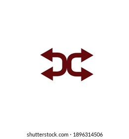 Curved arrow icon. Arrows showing left and right side. Two Arrows pointing right and left vector. Arrow shows both sides vector. Arrows in two opposite directions. Reload, rotation, refresh button