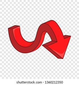 Curved arrow icon in cartoon style on a background for any web design 