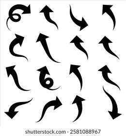 Curved arrow icon collection. Thin line curved arrow icon set. Curved arrow symbol collection. Vector curved arrow icons.