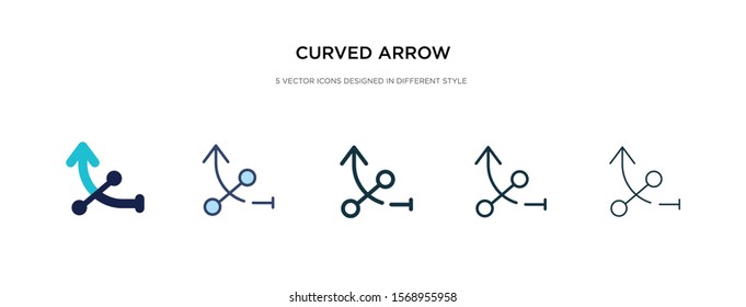 curved arrow icon in different style vector illustration. two colored and black curved arrow vector icons designed in filled, outline, line and stroke style can be used for web, mobile, ui
