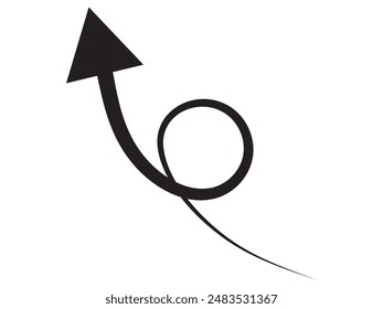 Icono de flecha curva. Símbolo de flecha de estilo plano. Icono de flecha simple sobre un fondo blanco.