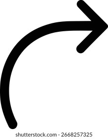 Ícone de Seta Curva Indicando Direção ou Navegação em Plano de Fundo Branco