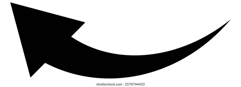 Curved Arrow Icon. Long Arrow Icon.  Simple Long Curved Arrow Icon. Long Curved Arrow Icon in Black and White. Vector Illustration. EPS 10