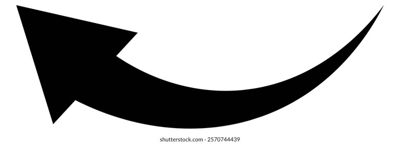 Curved Arrow Icon. Long Arrow Icon.  Simple Long Curved Arrow Icon. Long Curved Arrow Icon in Black and White. Vector Illustration. EPS 10