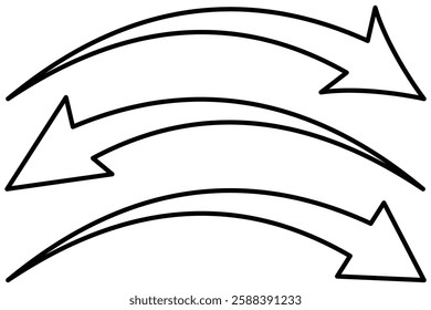 Curved Arrow Icon. Long Arrow Icon. Simple Long Curved Arrow Icon. Long Curved Arrow Icon in Black and White. Vector Illustration. EPS 888.