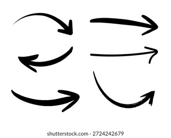 Conjunto de iconos de flecha curvada aislado sobre fondo blanco para infografía de navegación de dirección y uso de diseño.