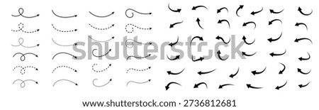 Curved Arrow Icon Set, Smooth, Dashed and Dotted Arrows for Direction, Navigation and UI Design
