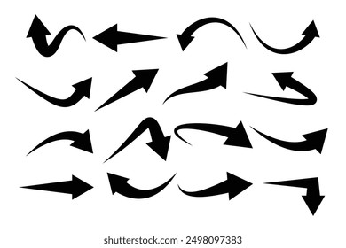 curved arrow icon set. Vector illustration.