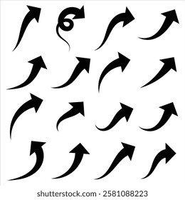 Curved arrow icon set. Curved arrow icon vector set. Different style arrows.