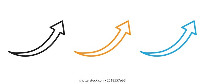 Curved arrow icon Thin line illustration set