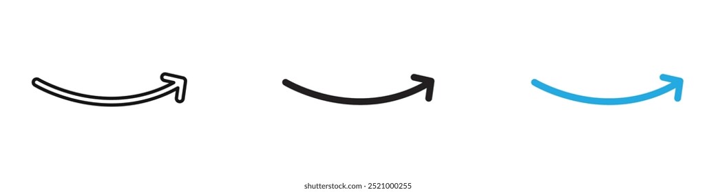 Curved arrow icon thin line illustration