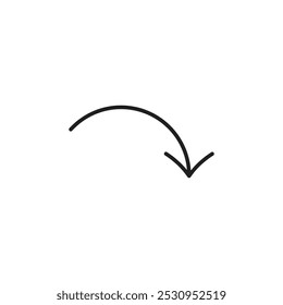 Curved arrow icon Thin line flat illustration