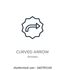 Curved arrow icon. Thin linear curved arrow outline icon isolated on white background from arrows collection. Line vector sign, symbol for web and mobile