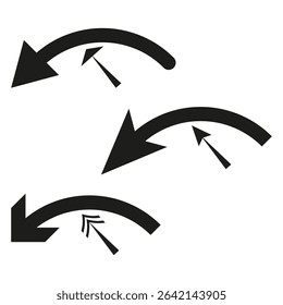 Curved arrow icon. Turn direction symbol. Rotation movement shape. Vector graphic.