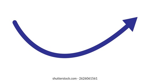 Curved arrow icon vector. Curved arrow. Blue curved arrow icon. Curved arrows set with directional icons. Arrow illustration pointing up. 