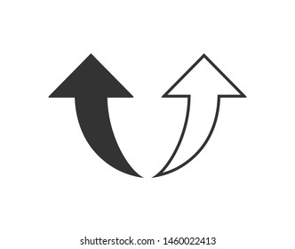 Curved Up Arrow icon. Vector illustration, flat design.