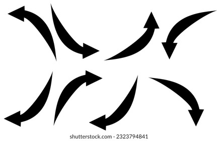 Kurzer Pfeil-Symbol, Vektorgrafik auf weißem Hintergrund