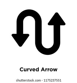 Curved Arrow icon vector isolated on white background, logo concept of Curved Arrow sign on transparent background, filled black symbol