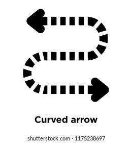 Curved arrow icon vector isolated on white background, logo concept of Curved arrow sign on transparent background, filled black symbol