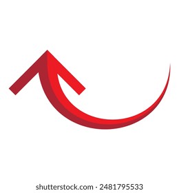 Gebogener Pfeil. Gebogene Pfeilsymbol. Gebogene Pfeilsymbol. Vektorgrafik auf weißem Hintergrund. Vektorillustration.