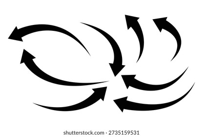 Curved arrow icon vector. Navigation direction and motion flow symbol. Vector illustration