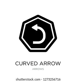curved arrow icon vector on white background, curved arrow trendy filled icons from Arrows collection, curved arrow simple element illustration