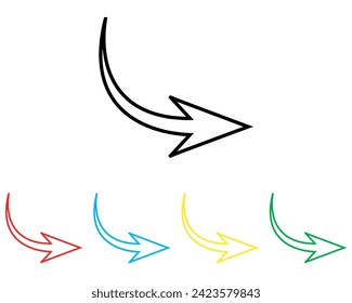 Curved arrow icon vector. Arrow pointer icon sign symbol in trendy flat style. Set elements in colored icons. Arrow up vector icon illustration isolated on white background