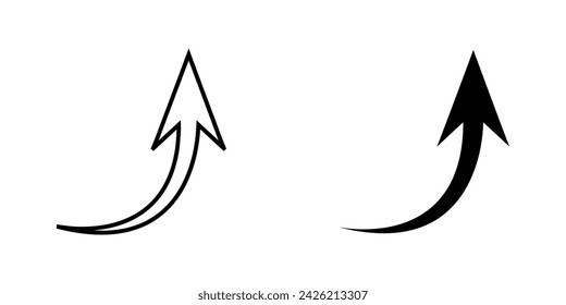 Curved arrow icon vector. Arrow pointer icon sign symbol vector. Arrow up vector icon illustration isolated on white background