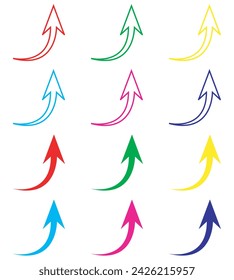Curved arrow icon vector. Arrow pointer icon sign symbol in trendy flat style. Set elements in colored icons. Arrow up vector icon illustration isolated on white background