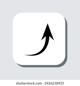 Curved arrow icon vector. Arrow pointer sign symbol in trendy flat style. Arrow up vector icon illustration in square isolated on gray background