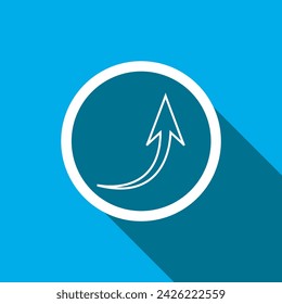 Curved arrow icon vector. Arrow pointer icon vector in trendy flat style. Arrow up icon image, Arrow up icon illustration isolated on blue background