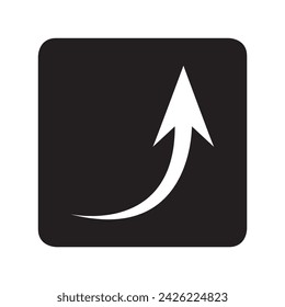 Curved arrow icon vector. Arrow pointer logo design. Arrow right vector icon illustration in square isolated on white background