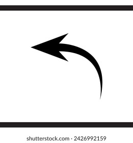 Curved arrow icon vector. Arrow pointer icon sign symbol vector. Arrow left vector icon illustration isolated on white background