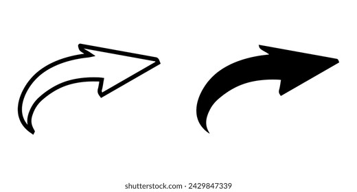 Curved arrow icon vector. Arrow pointer icon sign symbol vector. Arrow right vector icon illustration isolated on white background