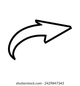 Curved arrow icon vector. Arrow pointer icon sign symbol vector. Arrow right vector icon illustration isolated on white background