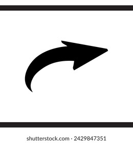 Curved arrow icon vector. Arrow pointer icon sign symbol vector. Arrow right vector icon illustration isolated on white background