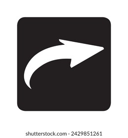 Curved arrow icon vector. Arrow pointer logo design. Arrow right vector icon illustration in square isolated on white background