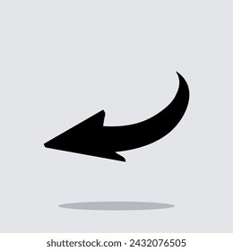 Curved arrow icon vector. Arrow pointer icon sign symbol vector. Arrow left vector icon illustration isolated on gray background