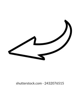 Curved arrow icon vector. Arrow pointer icon sign symbol vector. Arrow left vector icon illustration isolated on white background